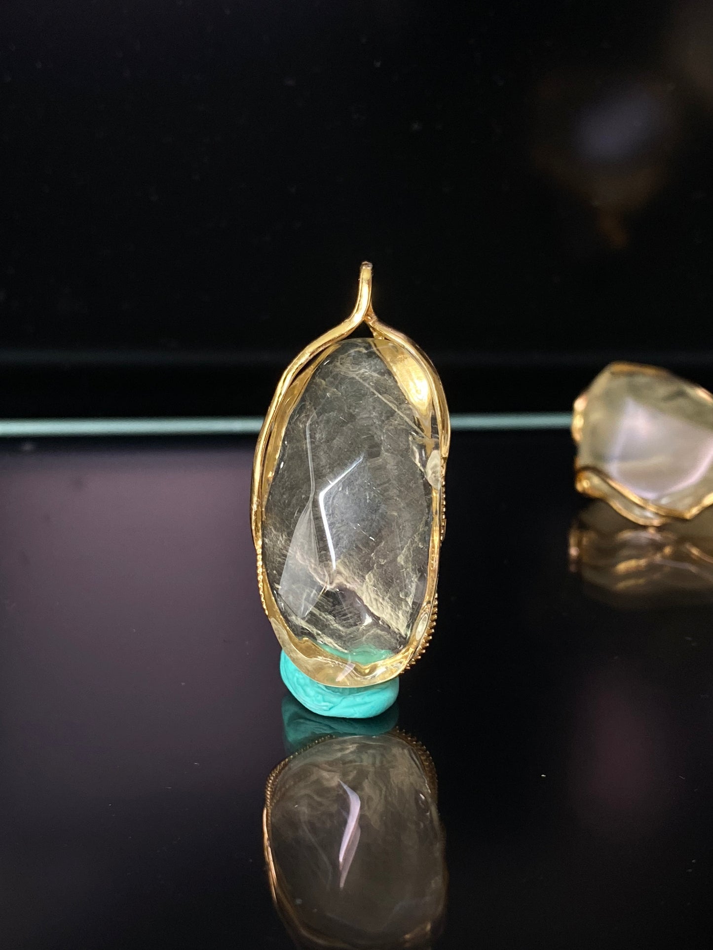 Hand Craft Libyan Desert Glass 925 Sterling Silver 18k Gold-Plated Handmade Pendant – Protection & Transformation Crystal