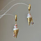 Strawberry Swirl Baroque Pearl Ice Cream Cone Earrings, Handmade Fun Statement Jewelry Summer Gift, Whimsical Pearl Earrings, Unique Earring