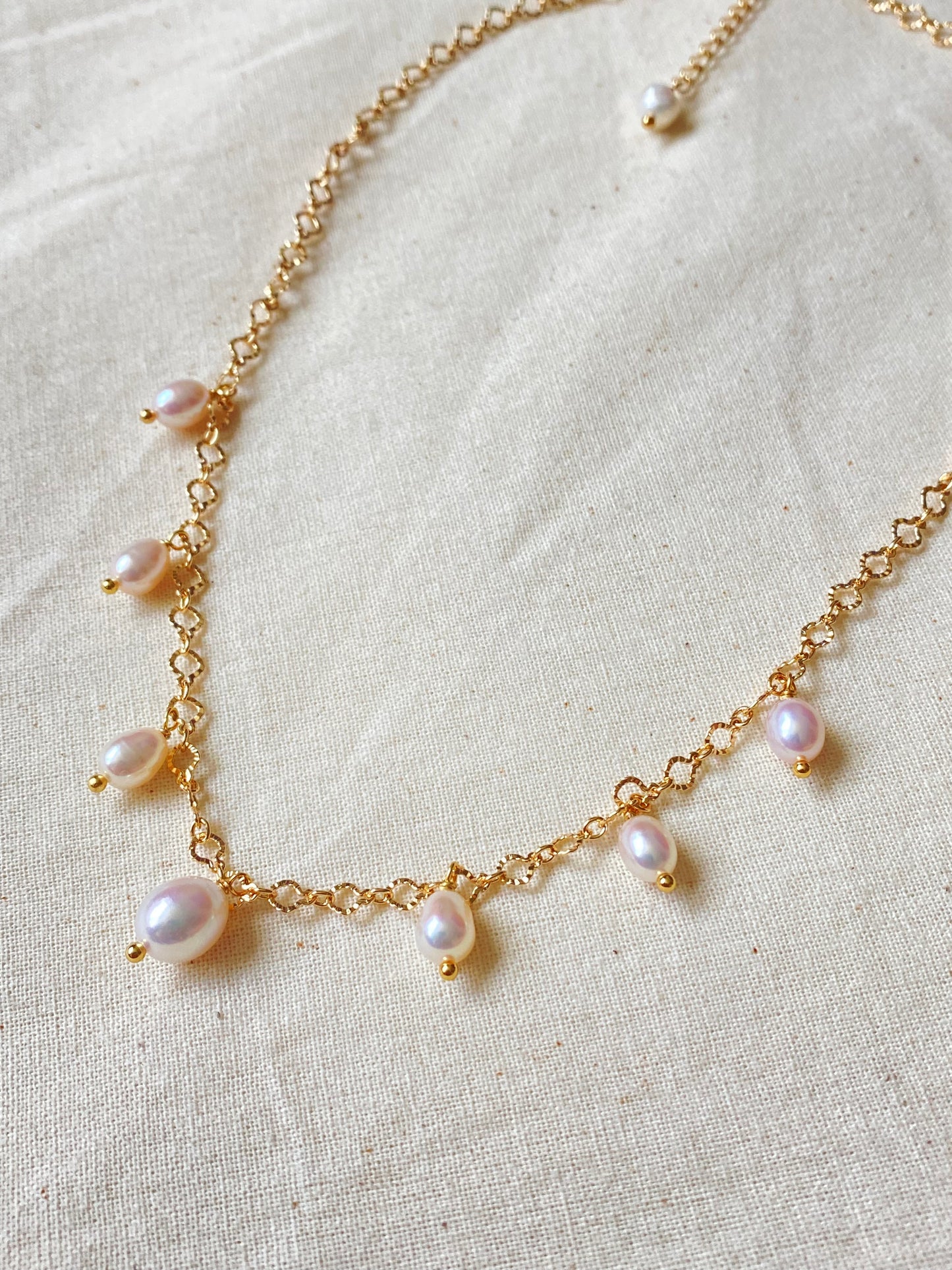 Princess Lace Pearl Necklace  Dainty Freshwater Pearl Drop Necklace Elegant Romantic Gold Choker  Handmade Bridal Jewelry Gift for Her