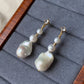 Freshwater Baroque pearl earrings Elegant Dangling earrings Unique Handmade dangle earrings Bridal Jewelry Bridesmaid Gift For her