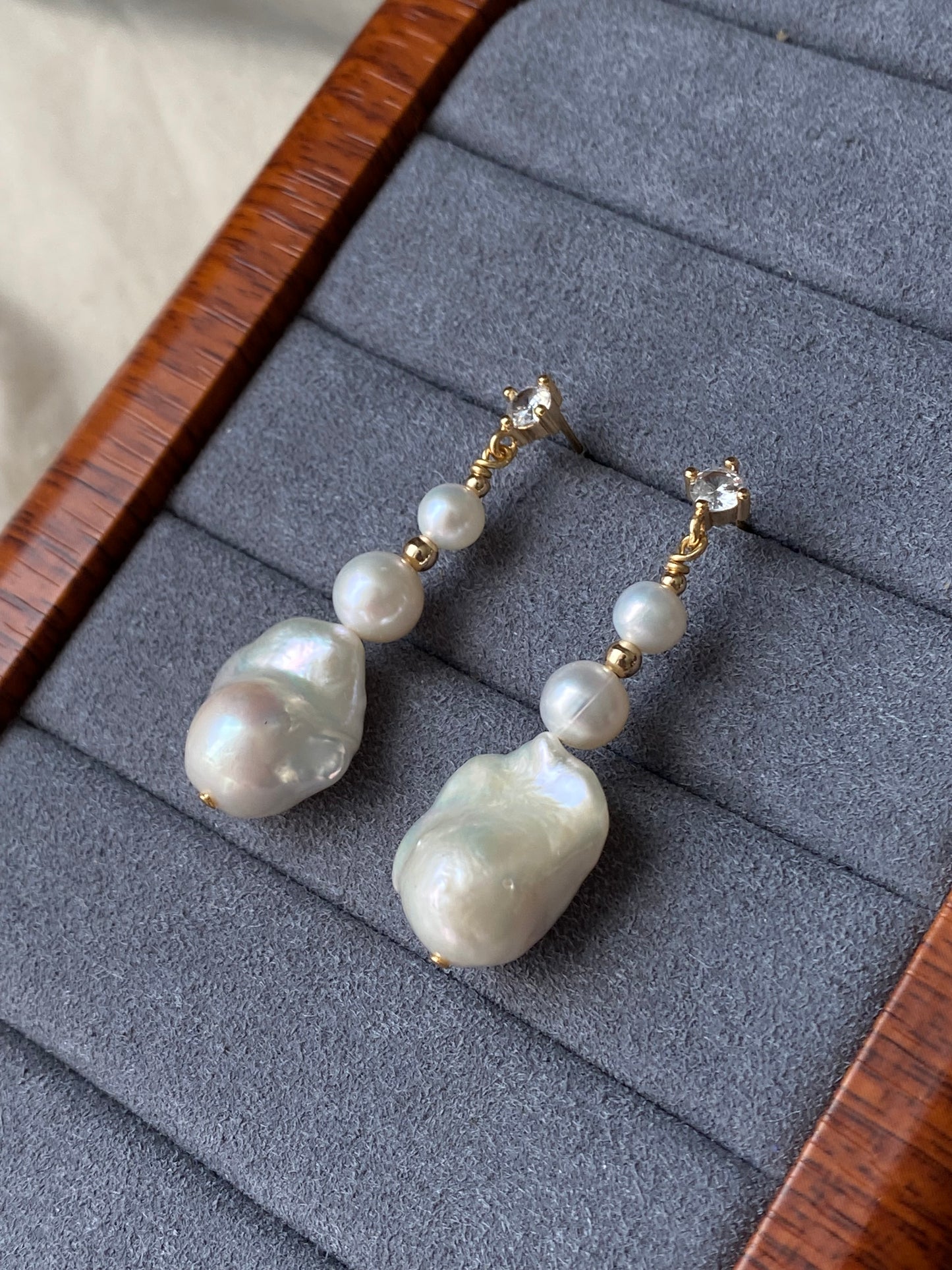 Freshwater Baroque pearl earrings Elegant Dangling earrings Unique Handmade dangle earrings Bridal Jewelry Bridesmaid Gift For her