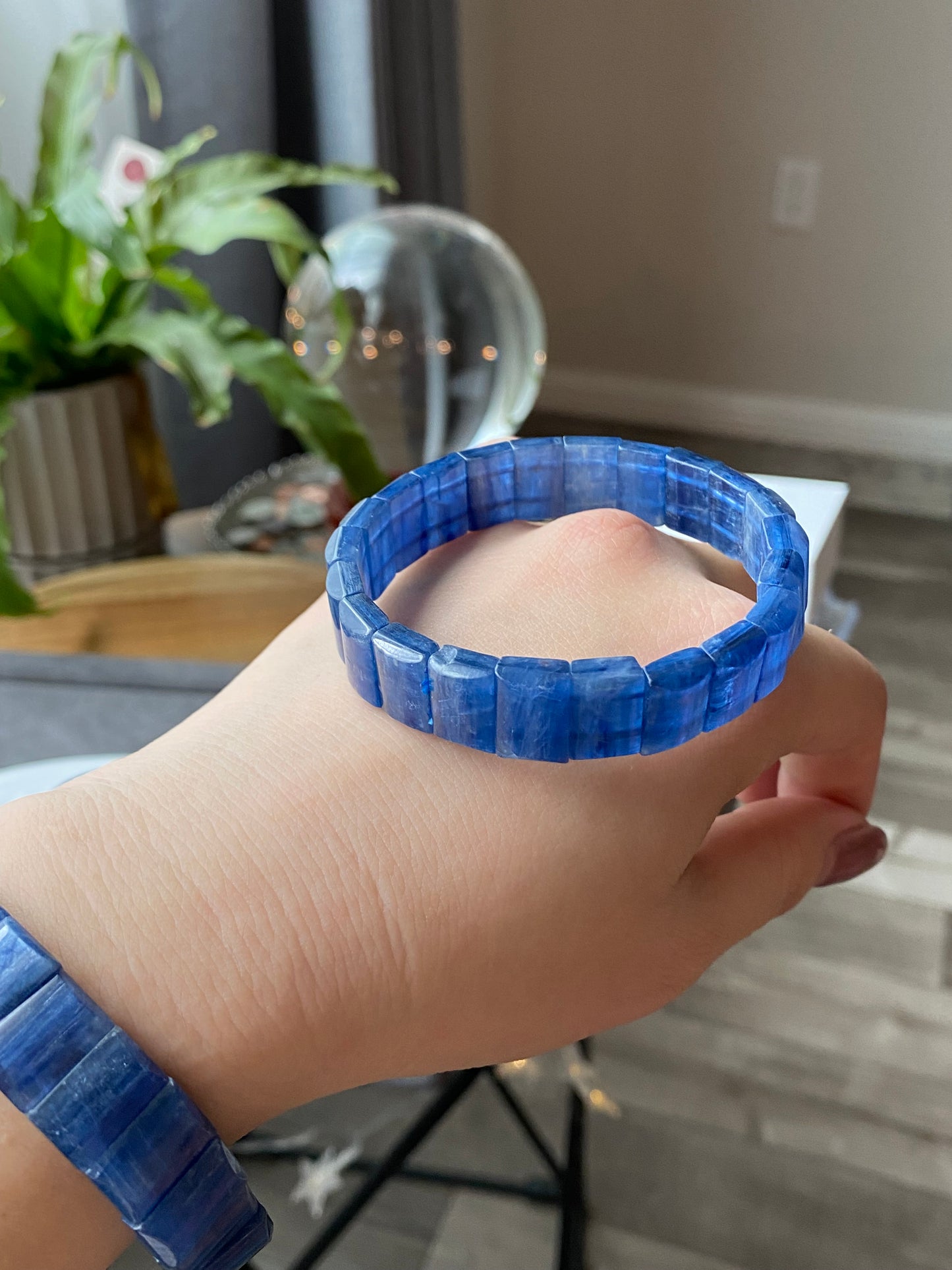 AAAAA Grade Natural Blue Kyanite rectangle bead bracelet，bangle bracelet,gift for her,Clarity & Growth