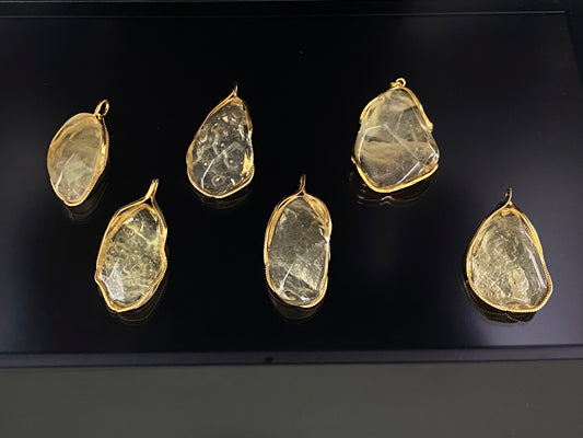 Hand Craft Libyan Desert Glass 925 Sterling Silver 18k Gold-Plated Handmade Pendant – Protection & Transformation Crystal