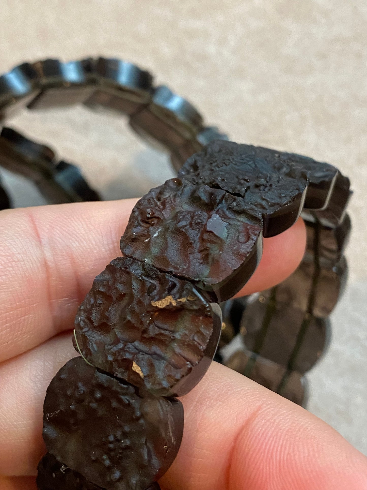 Natural Raw Cintamani Saffordite Tektite bangle Bracelet, wishing stone, Saffordite Tektites, Arizona Tektitest Rectangle beads