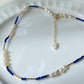 Handmade gift natural lapis lazuli with freshwater pearl chocker necklace,gift for her,gift for him