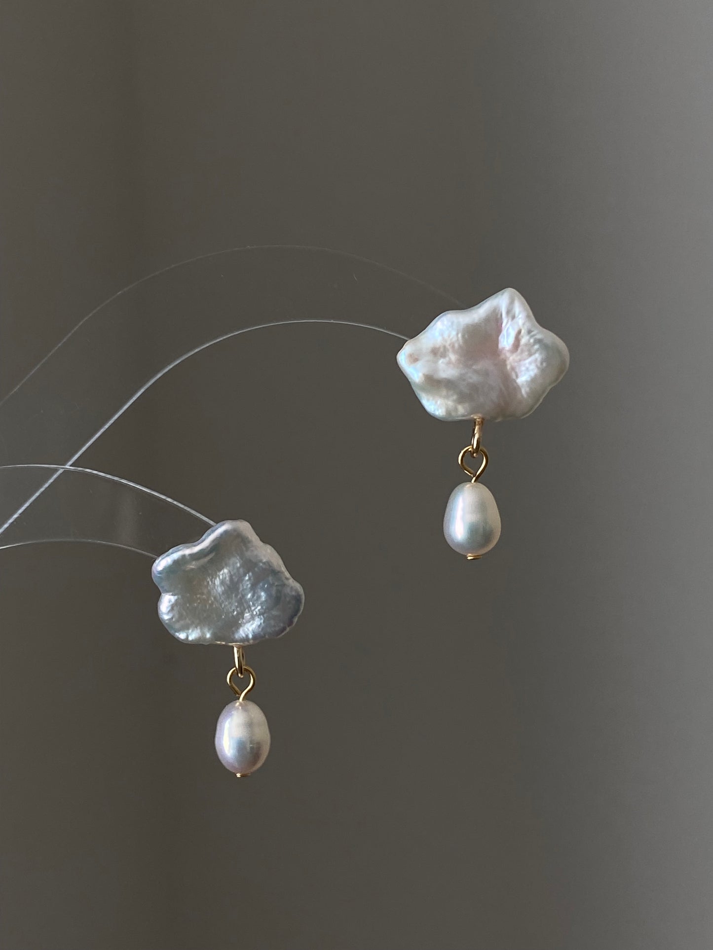 Fancy fun Cloudy and rain drop baroque pearls stud earring-gift for her,birthday gift-Hand pick each pieces