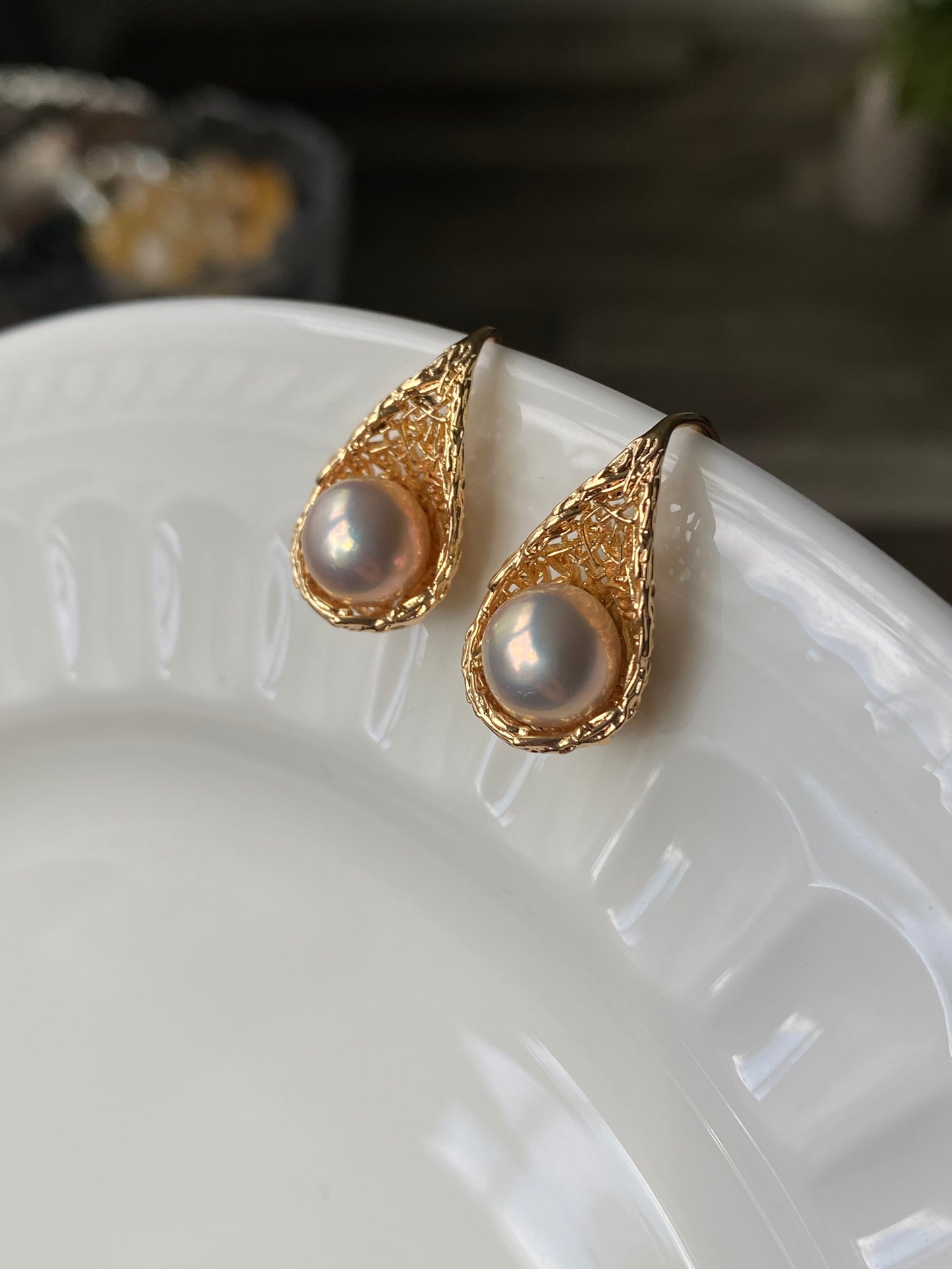 Nestled Pearl Earrings in Gold | Symbolic Love Jewelry | Secure Affection Gift