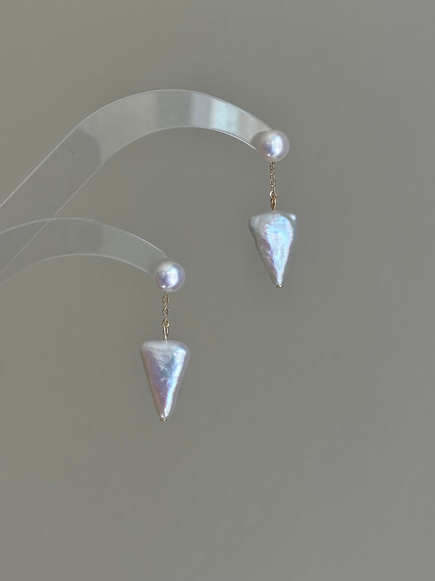 Convertible Pearl Drop Earrings – 3-in-1 Baroque pearl Triangle Earrings – Front Back Stud Earrings – Gift for Her, Bridesmaid, Minimalist Jewelry