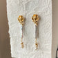 Natural Biwa/Pipa baroque stick freshwater pearl dangle Swaying Grace Rose Studs earring,best Valentine‘s gift’