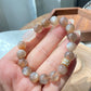 Natural Golden Rutilated Quartz and Handcraft Agate Rabbit Bunny Bracelet | Elegant Design | Balancing and Protective Bracelet