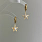 starfish shell Akoya earrings, mismatched earrings, zircon earrings, asymmetrical earrings,  pearl pendant, elegant Dainty gift for her