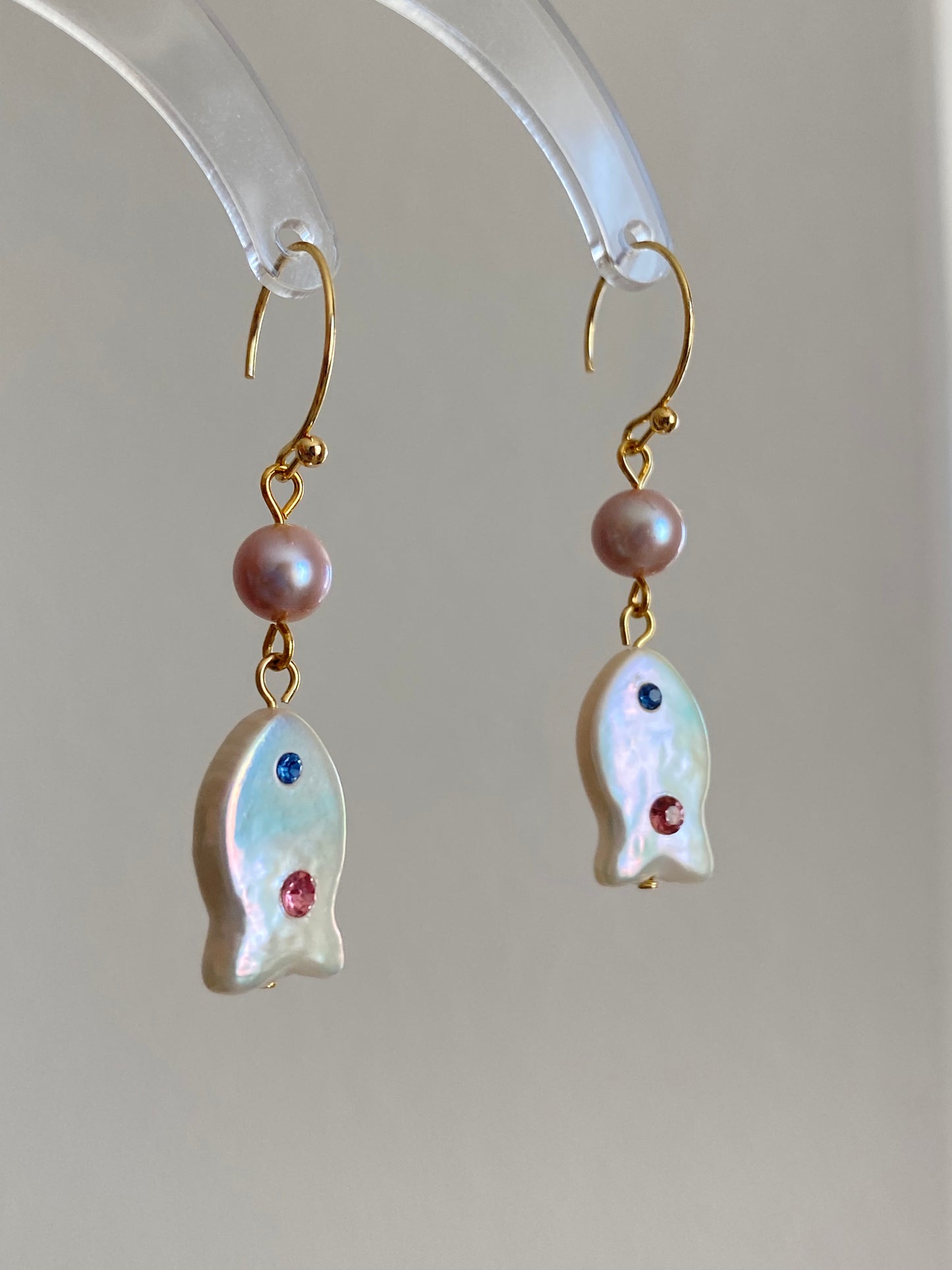 Unique Baroque Pearl Earrings with Zircon Earring  Rocky Fish Dangle Earring Elegant Dainty Pearl Earrings Gift Friendship gift