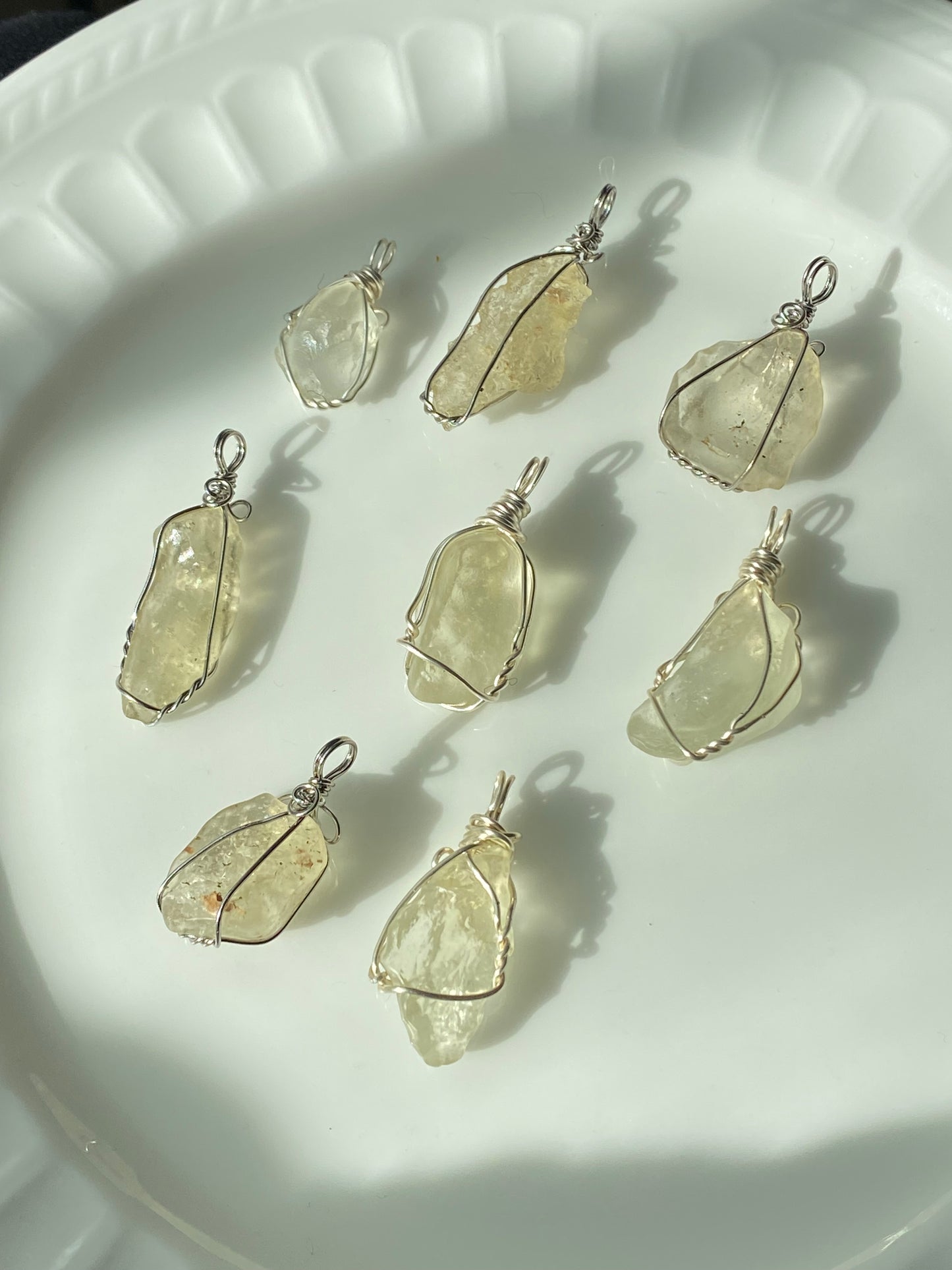 Natural Libyan Gold Tektite/Libyan Desert Glass Raw rock high energy wire pendant-