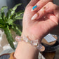 Natural star rose quartz with cube flower agate handcraft white crystal wing design dangle bracelet,gift for her