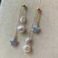 Handmade natural baroque pearl star adjustable dangle drop earring,gift for her,christmas gift