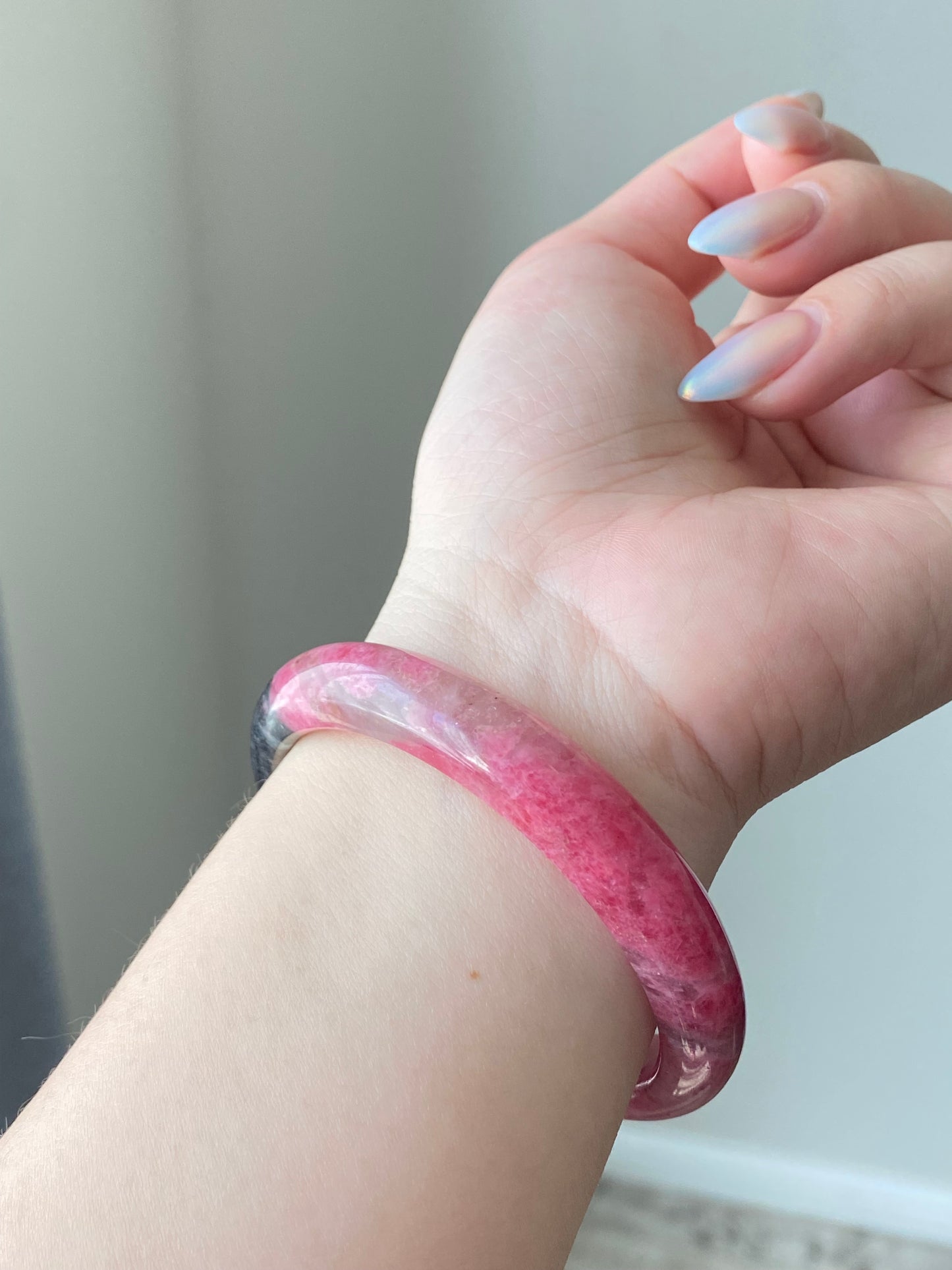 Natural Cherry Blossom Rain Rhodonite Flower leaf Bangle  Bracelet -emanate love and compassion/gift for love/Self-Expression