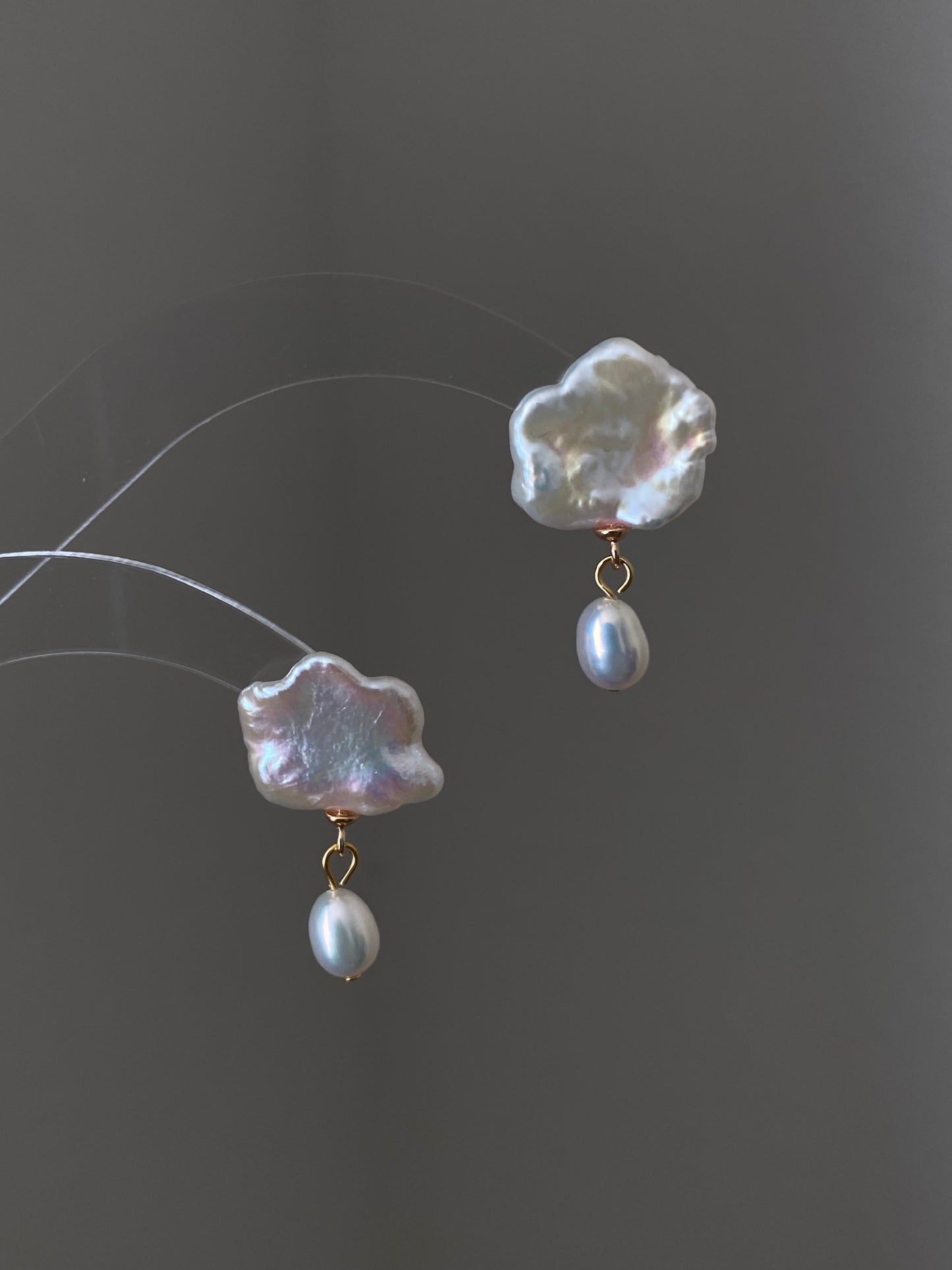 Fancy fun Cloudy and rain drop baroque pearls stud earring-gift for her,birthday gift-Hand pick each pieces