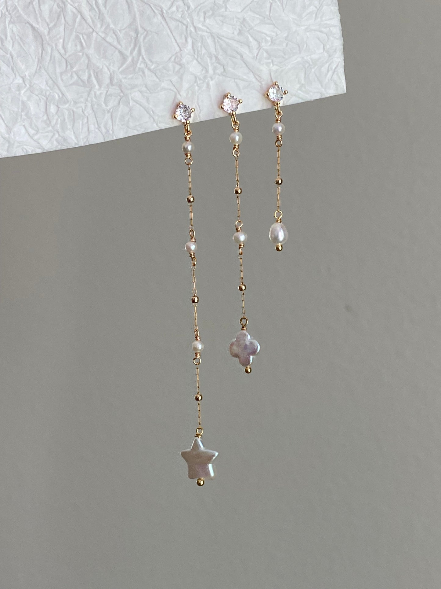 Celeste Wish Dangle Earrings Baroque Pearl Earrings Layering Earrings, Wedding Jewelry, Elegant Pearl Drop Earrings, Handmade Gift for Her