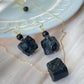 Raw Black Tourmaline Necklace and Earring Set - Protective Energy Healing Crystal Jewelry