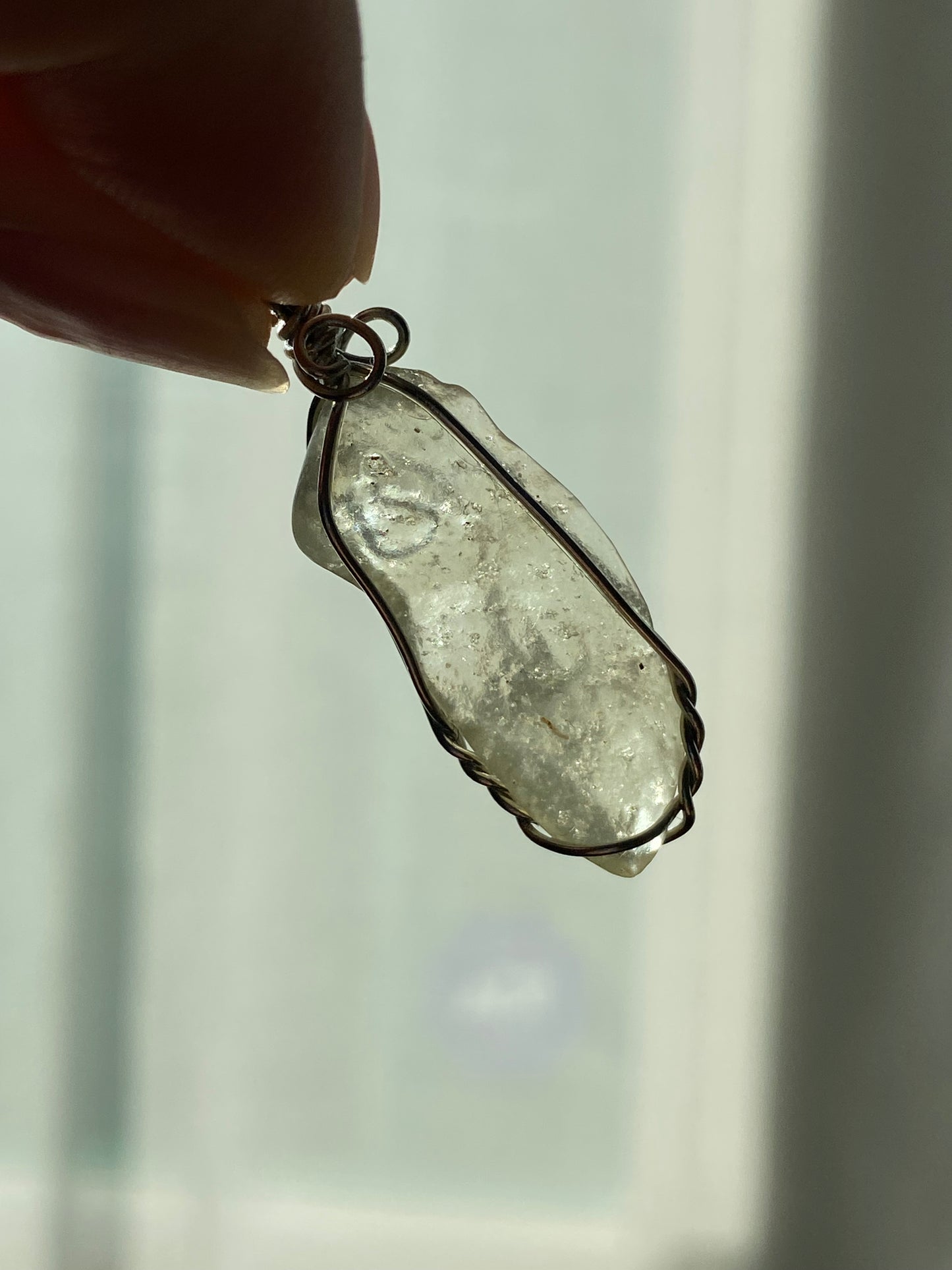 Natural Libyan Gold Tektite/Libyan Desert Glass Raw rock high energy wire pendant-