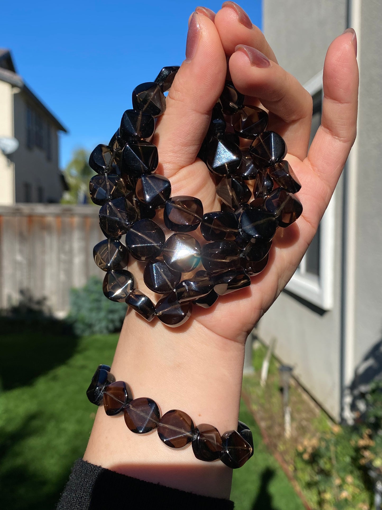 Natural Faceted Smoky Quartz Bracelet - Healing Crystal Jewelry for Emotional Balance and Protection