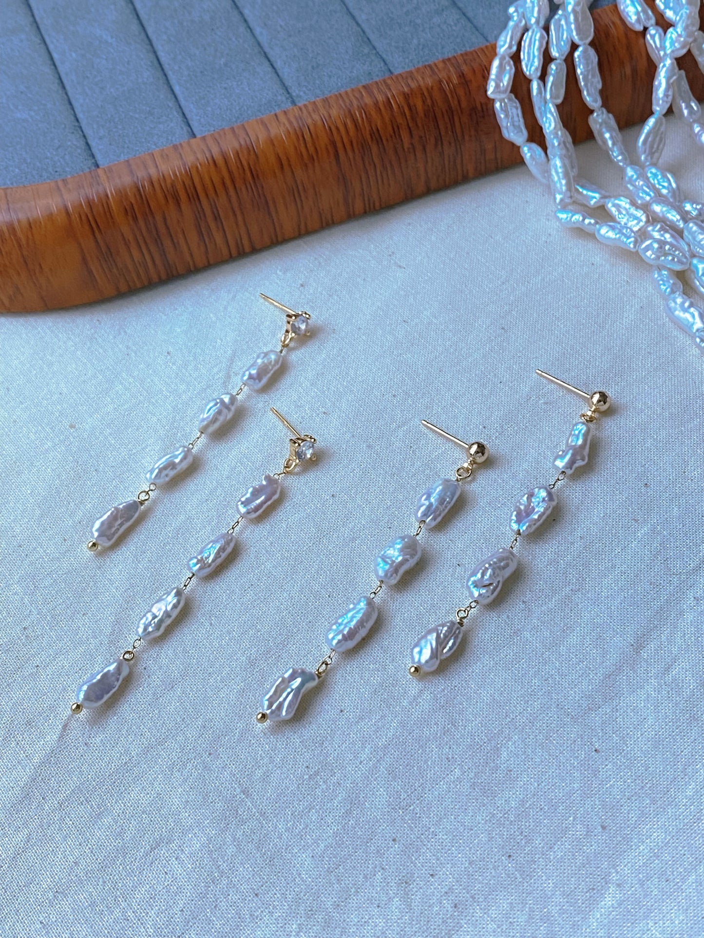 galaxy luster Keshi Pearl Tassel Earrings – Wedding & Bridesmaid Jewelry