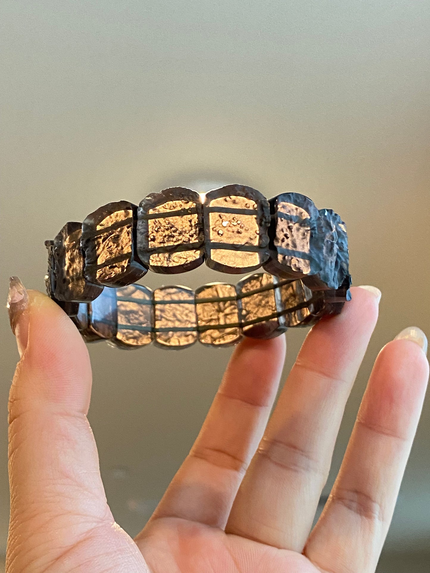 Natural Raw Cintamani Saffordite Tektite bangle Bracelet, wishing stone, Saffordite Tektites, Arizona Tektitest Rectangle beads