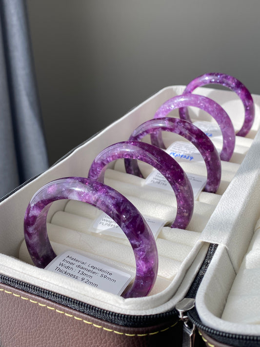 Handcrafted  Super Flash  Natural Lepidolite Bangle Bracelet - Balance Your Spirit and Style