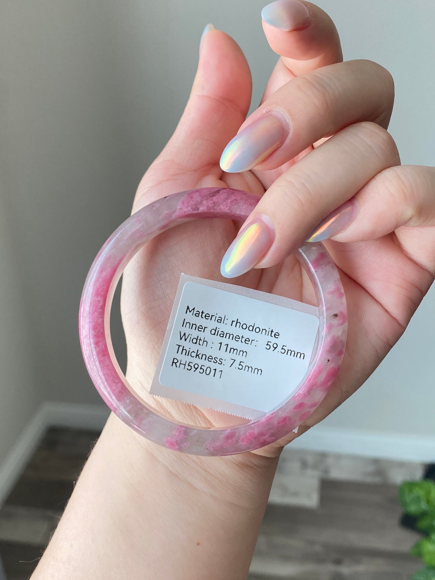 Natural Cherry Blossom Rain Rhodonite Flower leaf Bangle  Bracelet -emanate love and compassion/gift for love/Self-Expression