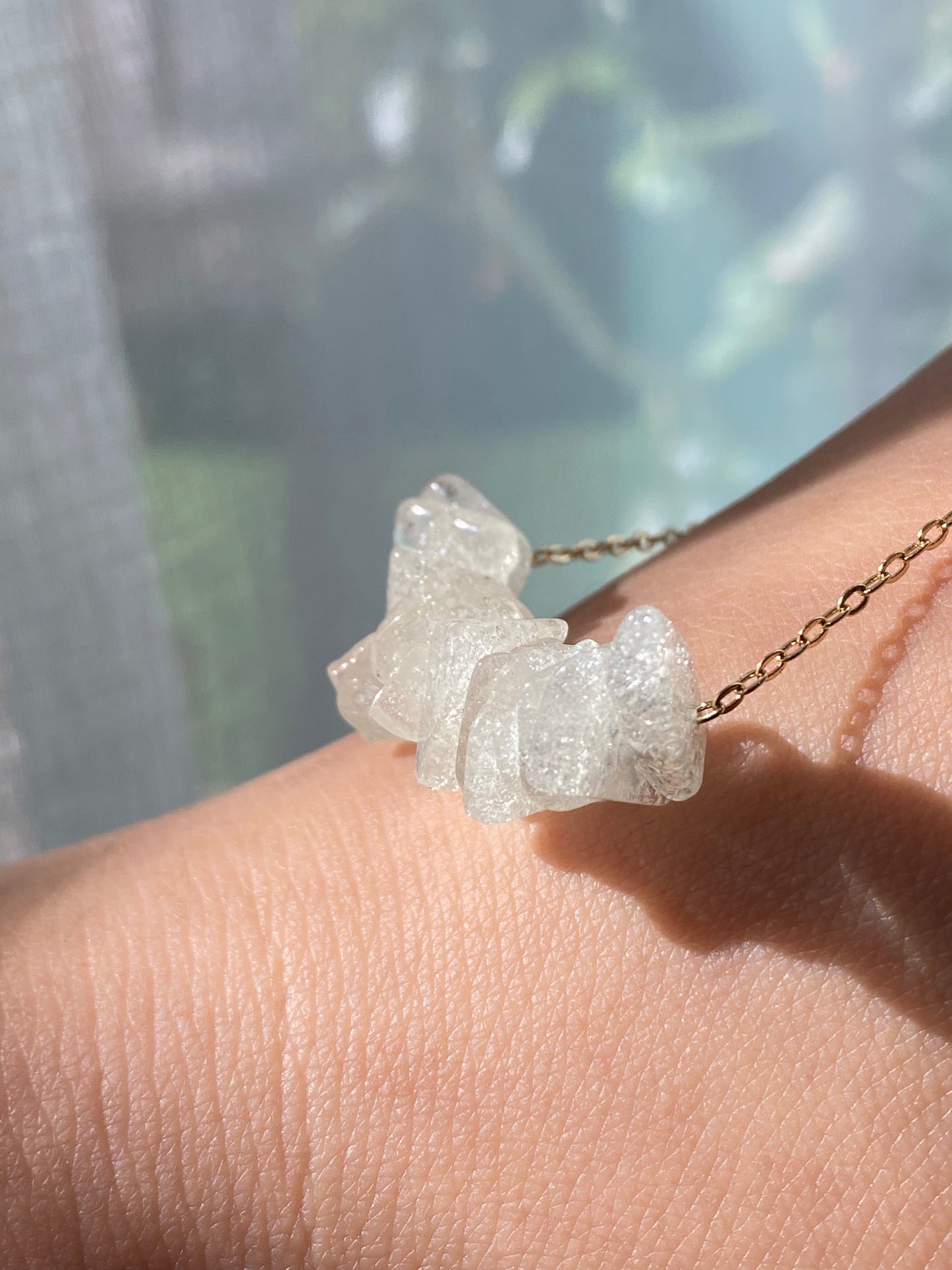 Libyan Desert Glass Smile line Necklace-Healing Necklace - Serenity and Protection Charm Jewelry