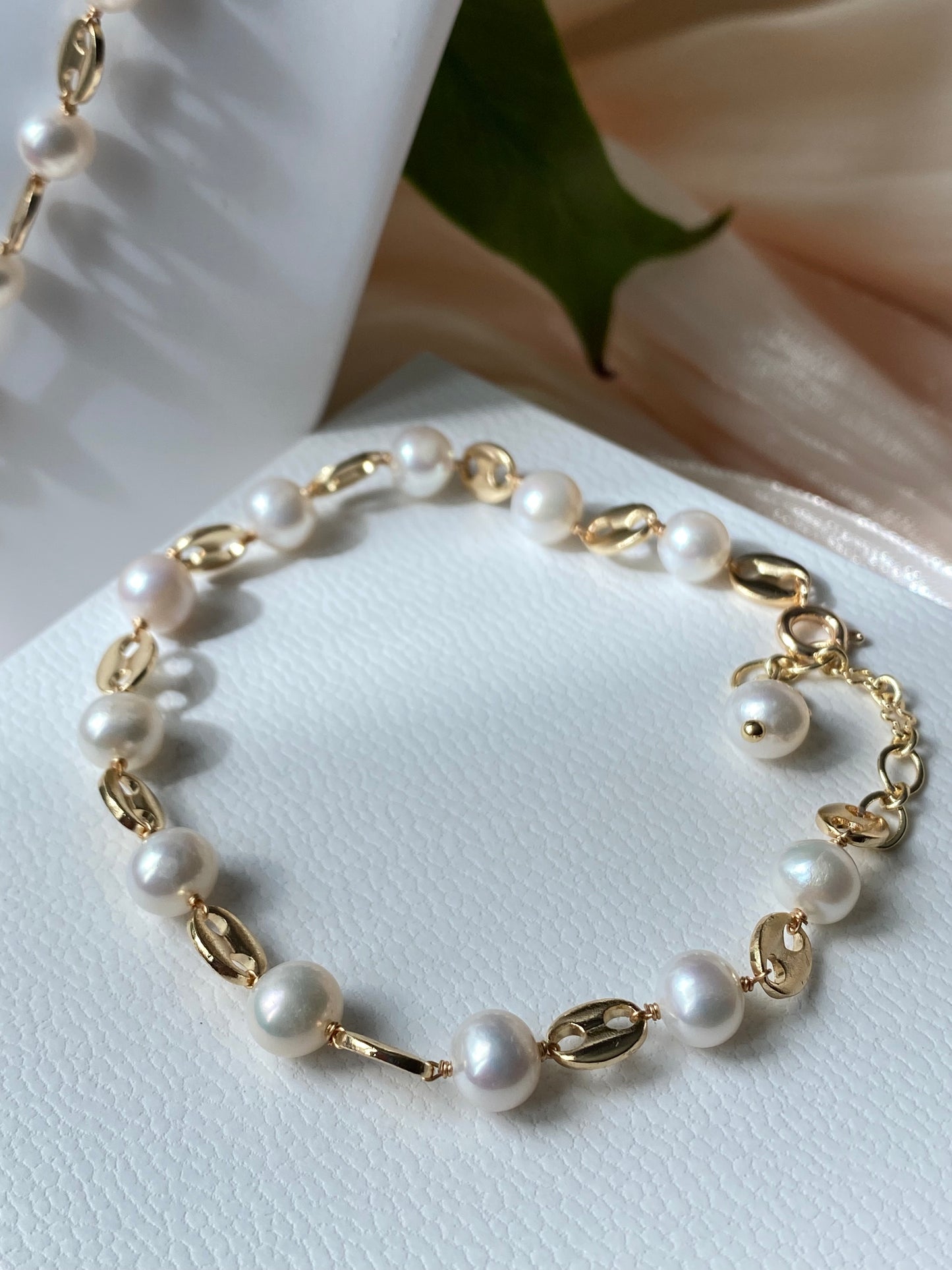 Natural freshwater pearl d'ancre link multiple use bracelet and necklace,gift for her,anniversary gift