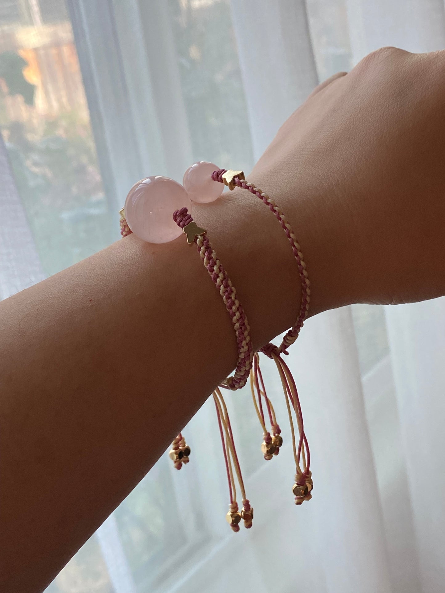 Natural Rose quartz Adjustable bracelet for Love gift for her Valentine's Day gift  present full of love and blessings