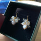 Freshwater pearls with white crystal fire work dangle earrling,holiday gift,christmas gift