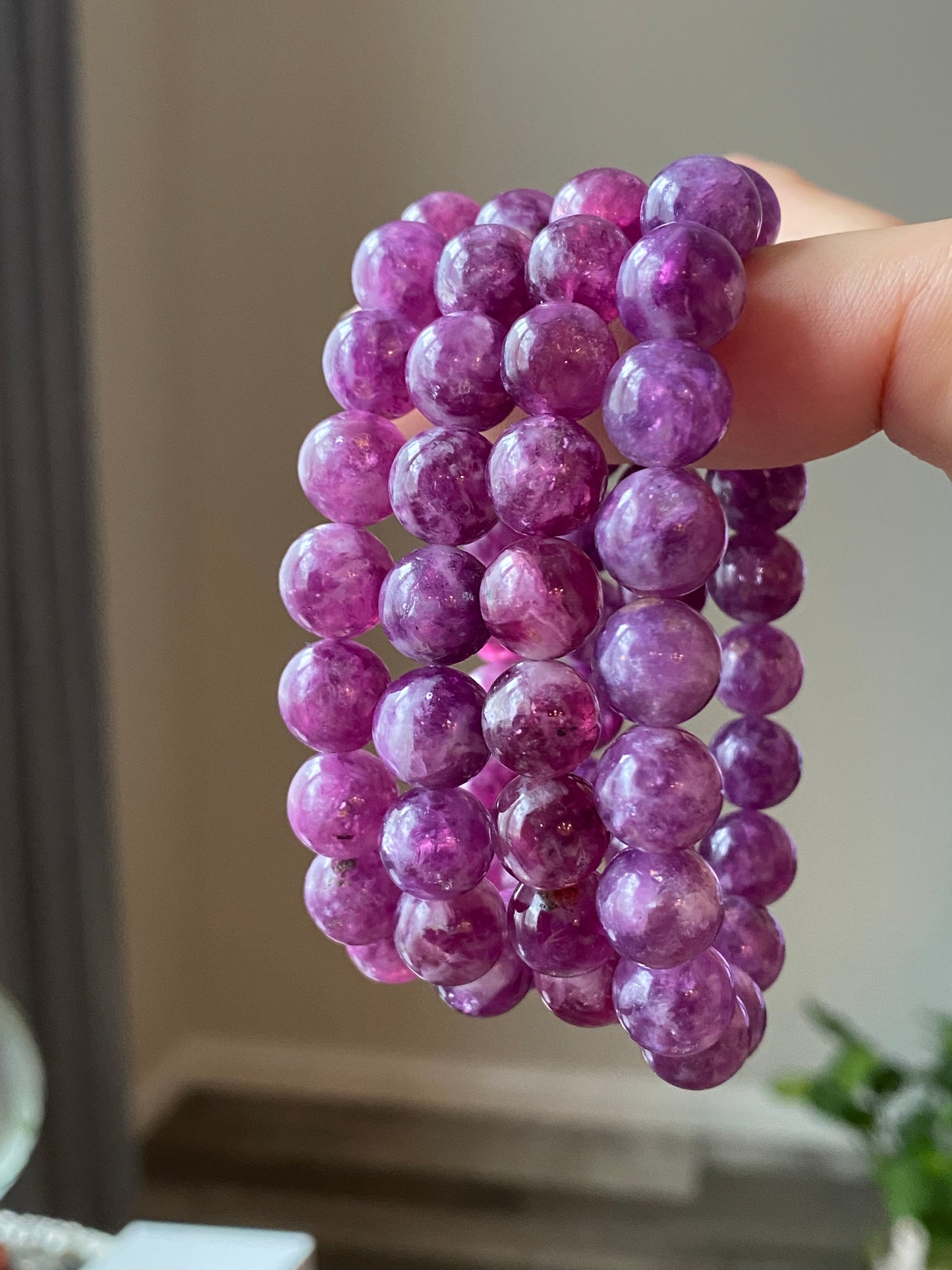 AAAA grade  natural purple Lepidolite bracelet, Mica Rutilated Quartz gift for her