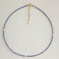 Unique found 1mm Lapis Lazuli  Tiny Pearl Choker Necklace Dainty Minimalist Beaded Necklace  Dainty Layering Necklace ultra thin choker
