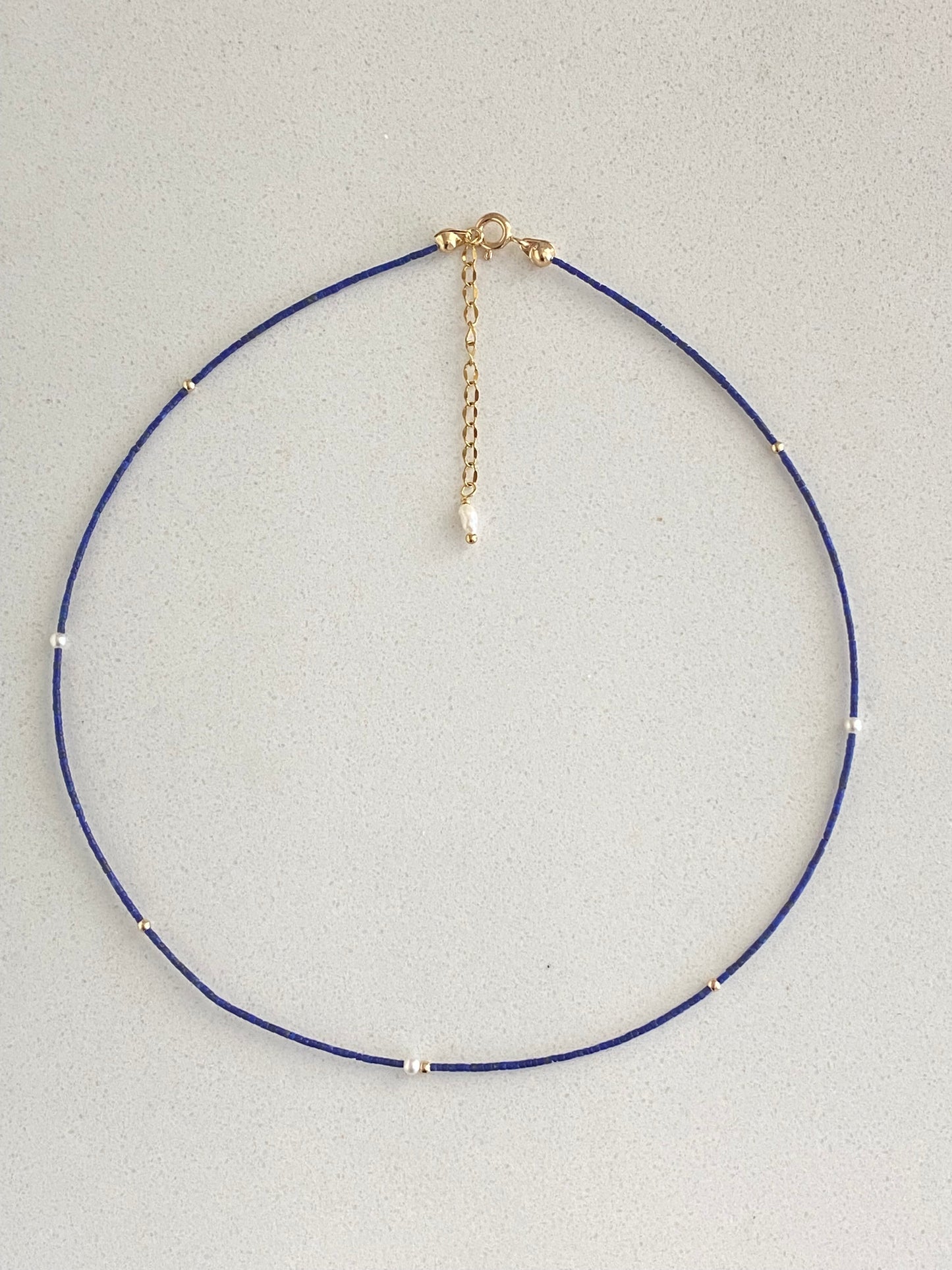 Unique found 1mm Lapis Lazuli  Tiny Pearl Choker Necklace Dainty Minimalist Beaded Necklace  Dainty Layering Necklace ultra thin choker