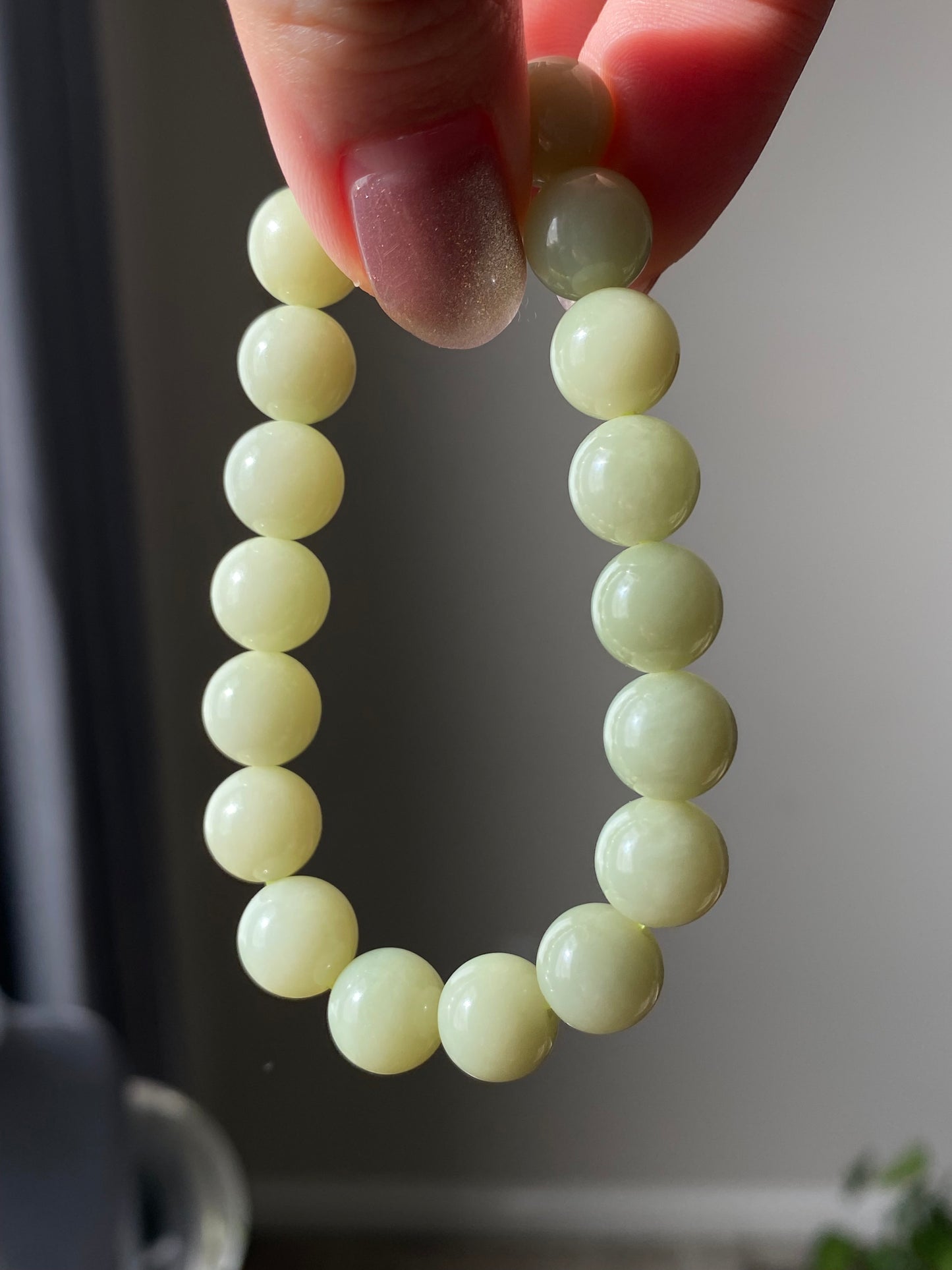 Natural Green & Yellow Jadeite smooth round Jade Bracelet | White Jade Healing Properties | Serene Energy Jewelry