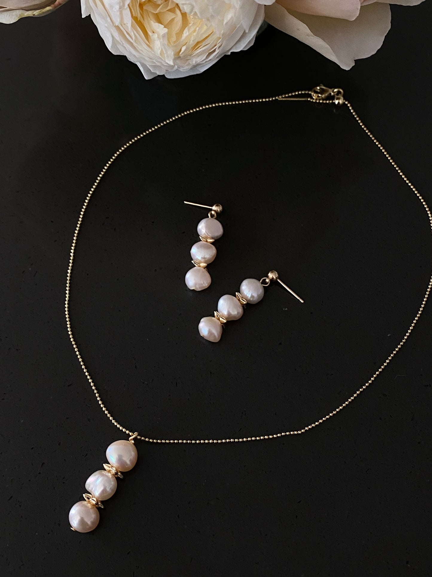 everyday use elegant baroque pearl dangle earring necklace set-bridesmaid gift-wedding earring necklace