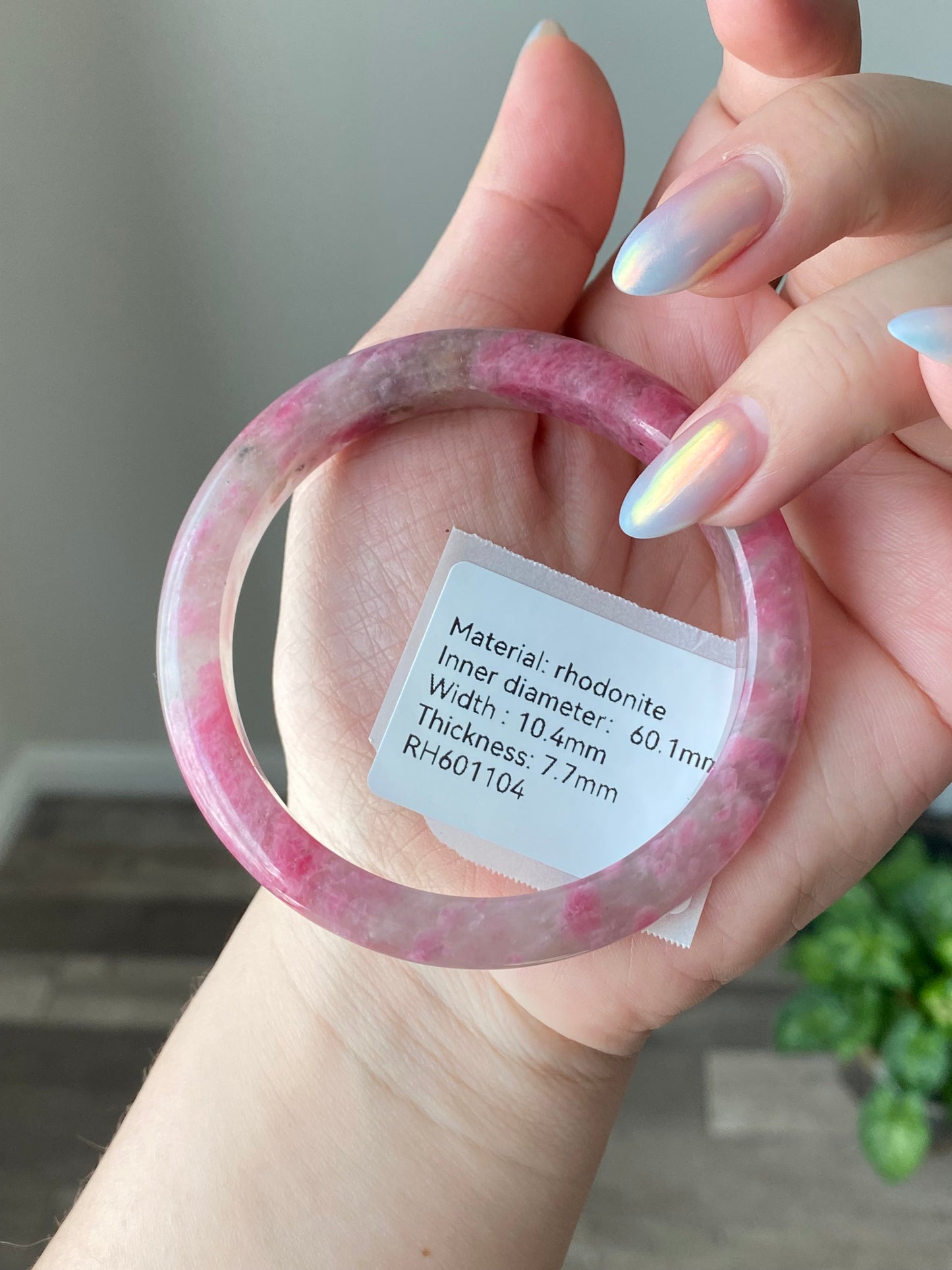 Natural Cherry Blossom Rain Rhodonite Flower leaf Bangle  Bracelet -emanate love and compassion/gift for love/Self-Expression