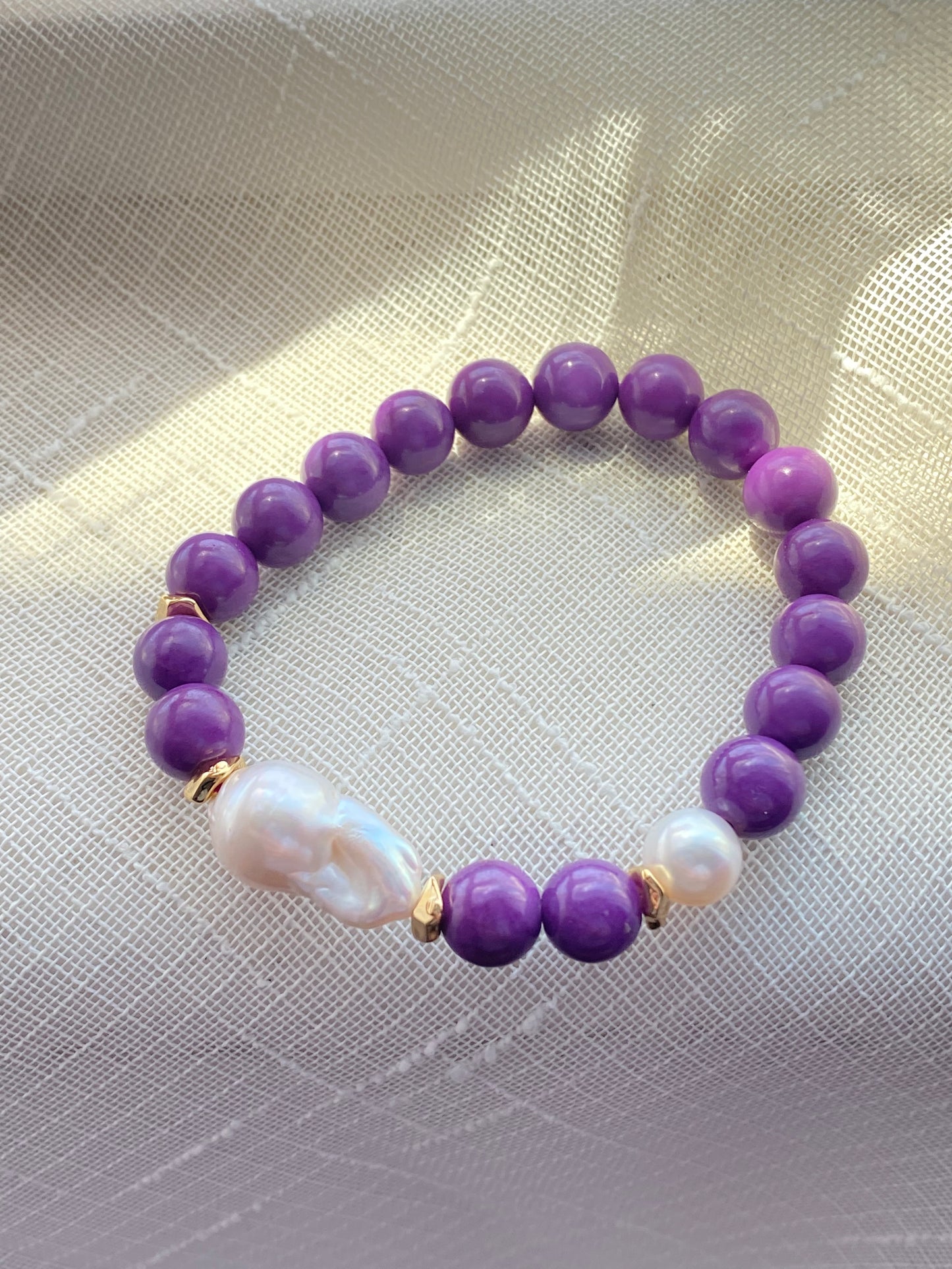 Freshwater fireball  baroque Pearl Crystal Bracelet Elegant Purple Love Bracelet gift for her birthday gift Valentine‘s gift