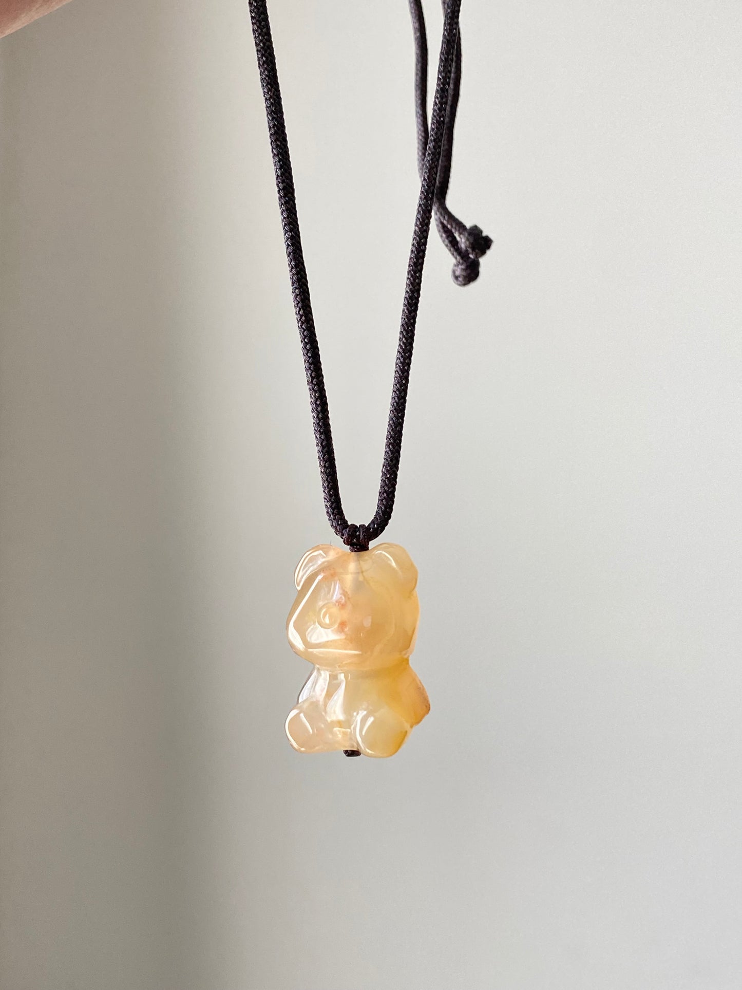 Natural flower agate faceted cut bear necklace pendant-beads bear-Sakura Agate-Stimulating Creativity-gift for her-gift for him