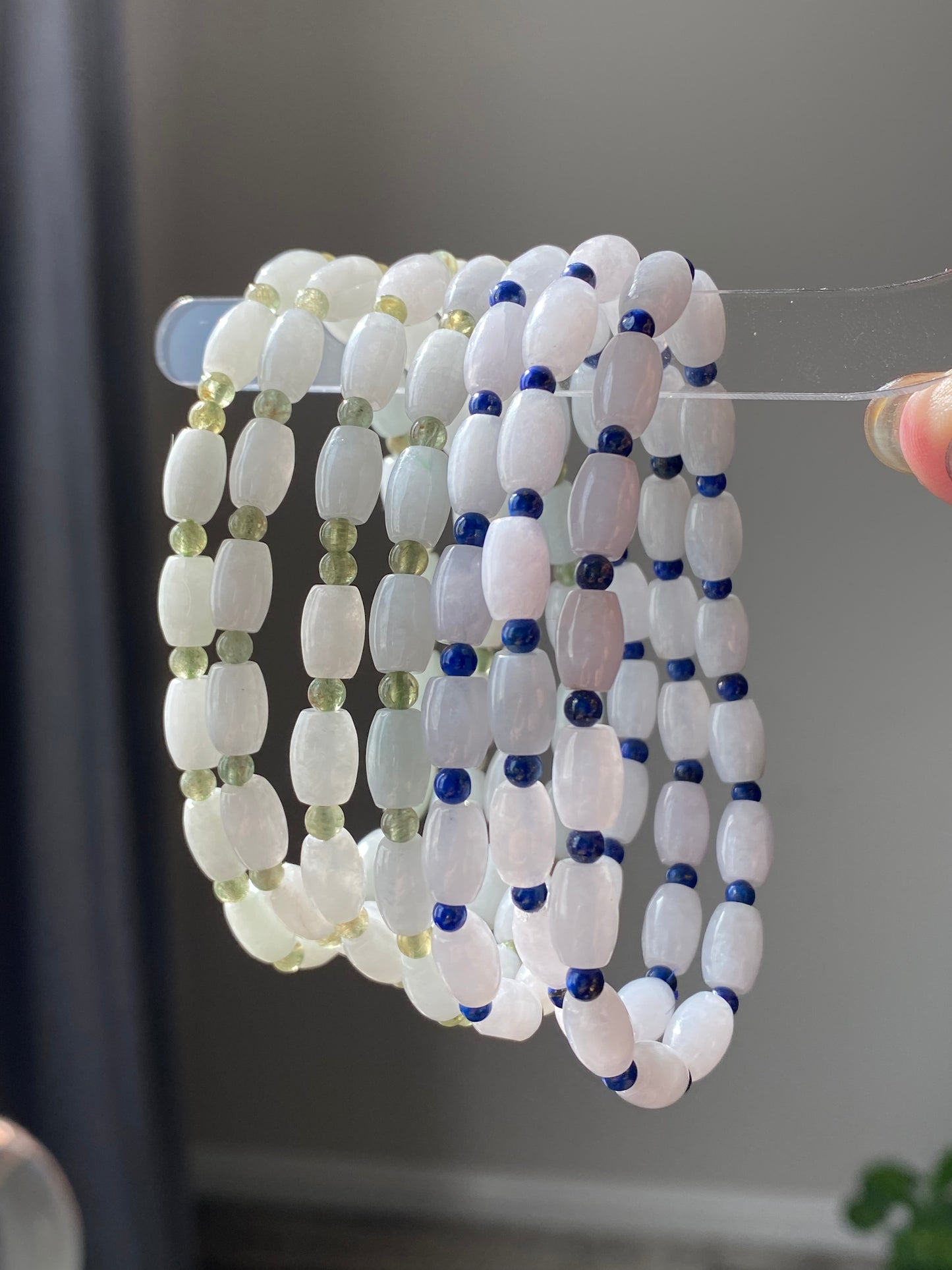 Hight Grade Genuine Natural Jadeite jade with Lapis Lazuli peridot bracelet-perfect daily wear-Meditation healing bracelet