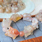 handcraft Natural flower agate-cherry blossom agate-sakura agate bunny flying rabbit bead bracelet