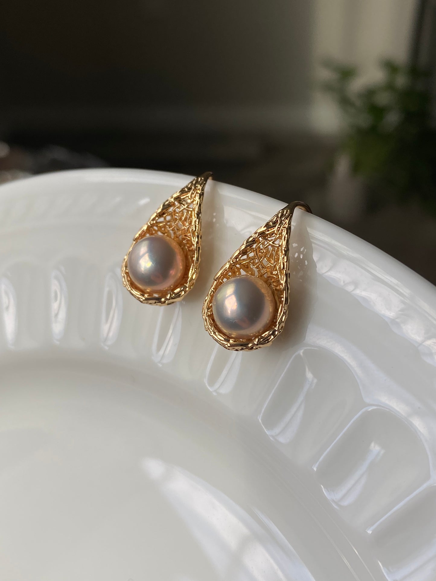 Nestled Pearl Earrings in Gold | Symbolic Love Jewelry | Secure Affection Gift