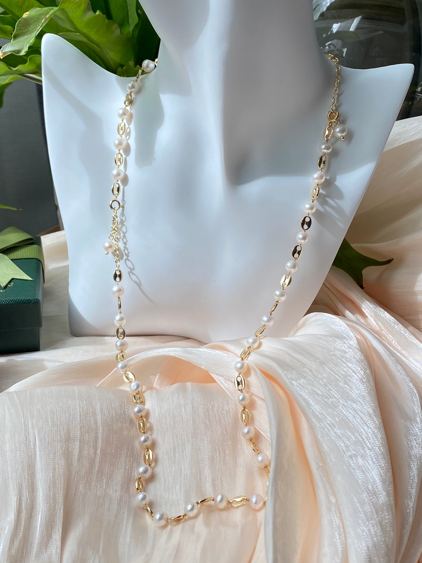 Natural freshwater pearl d'ancre link multiple use bracelet and necklace,gift for her,anniversary gift