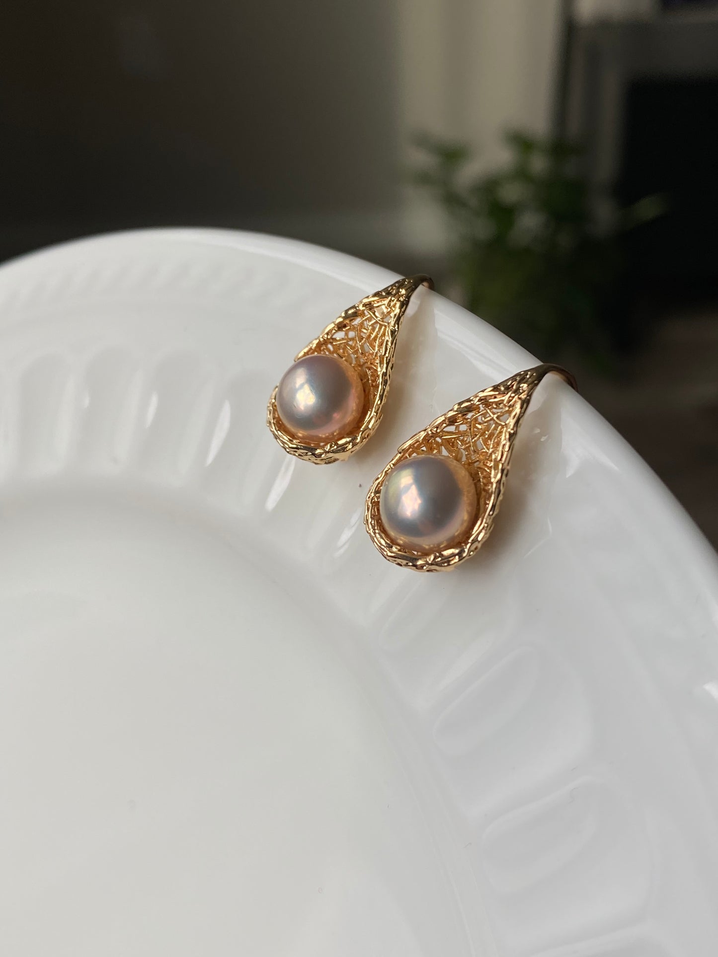 Nestled Pearl Earrings in Gold | Symbolic Love Jewelry | Secure Affection Gift