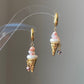 Strawberry Swirl Baroque Pearl Ice Cream Cone Earrings, Handmade Fun Statement Jewelry Summer Gift, Whimsical Pearl Earrings, Unique Earring