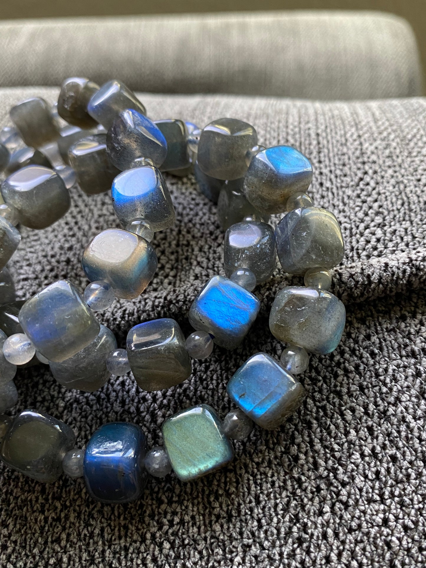 Natural High Grade Blue Fire Rainbow Fire Labradorite square Beaded Bracelet,Groomsman gifts,Bridesmaid Gifts