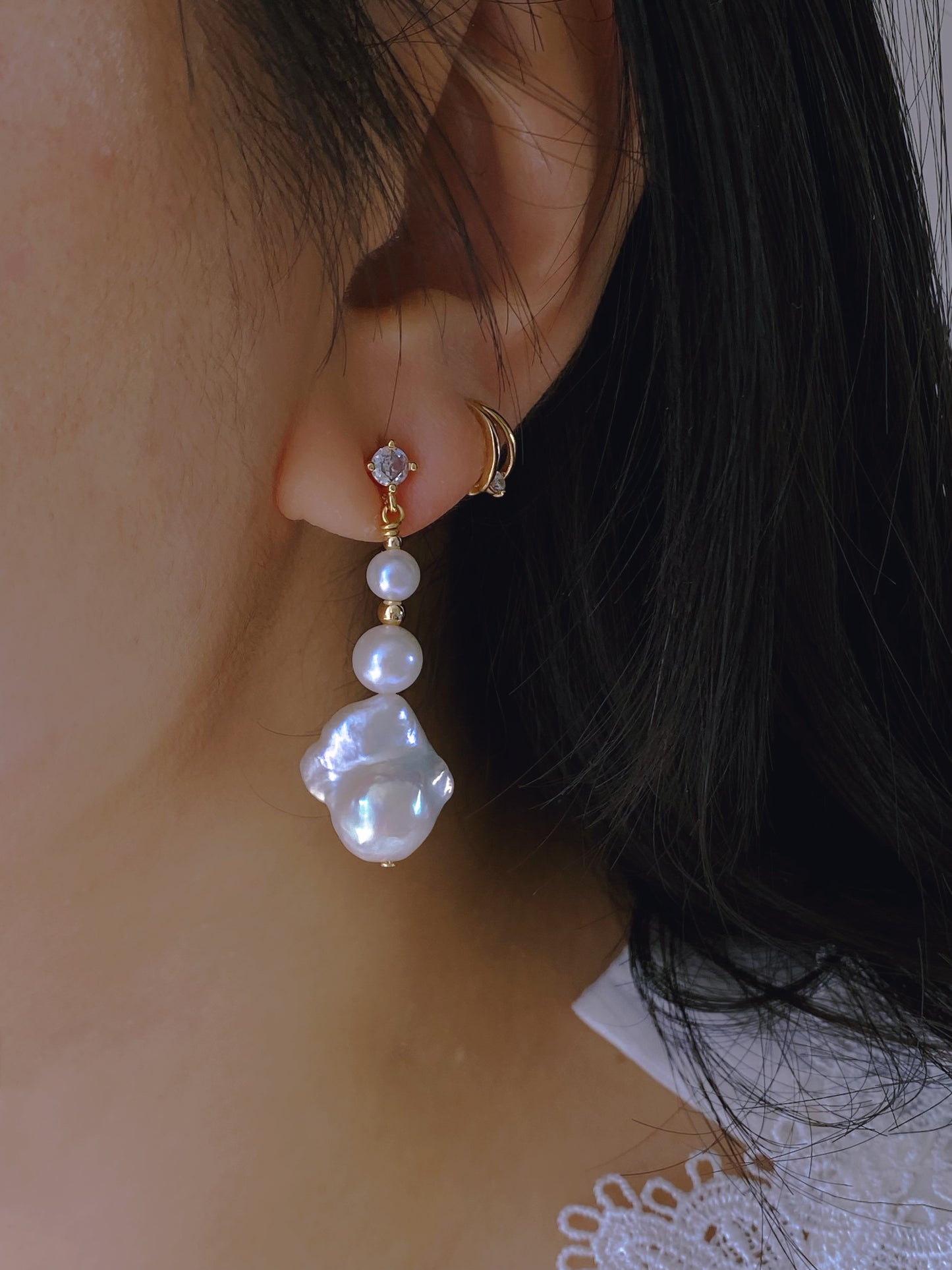 Freshwater Baroque pearl earrings Elegant Dangling earrings Unique Handmade dangle earrings Bridal Jewelry Bridesmaid Gift For her