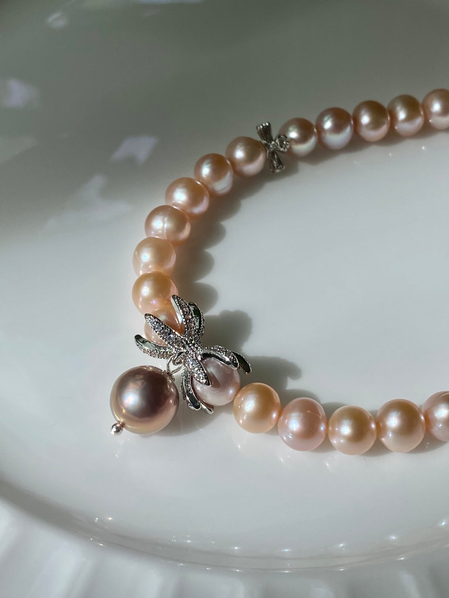 Natural freshwater pearls with edison purple pearl dangle cross spacer multiple use necklace,gift for her,gift for him